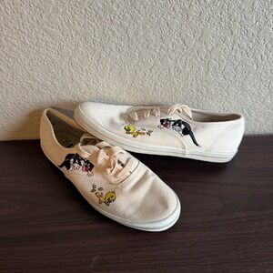 Keds‎ Looney Tunes Sylvester Tweety Canvas Sneakers Cream WF-4580M Womens 9